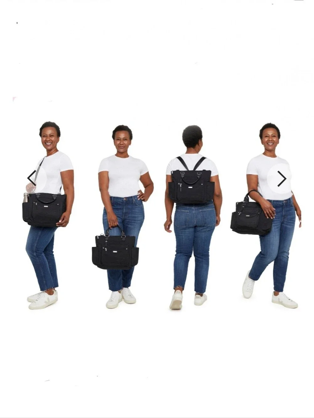 Baggallini 3-in-1 Convertible Backpack Tote Crossbody Black Nylon Travel Purse